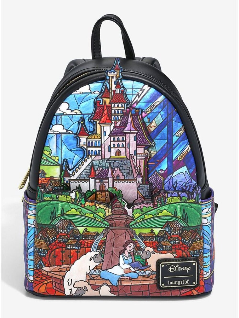 NWT Loungefly Disney Beauty & Beast Belle Castle Stained Glass Backpack